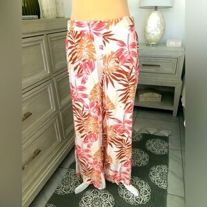 Roxy Pink and Brown Tropical Straight Leg Pants
